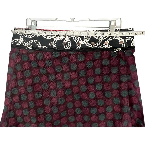 Zand Amsterdam Reversible Wrap Skirt OS Multicolor Dots Floral Snap Punk Grunge - Picture 9 of 16